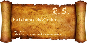 Reichman Sándor névjegykártya